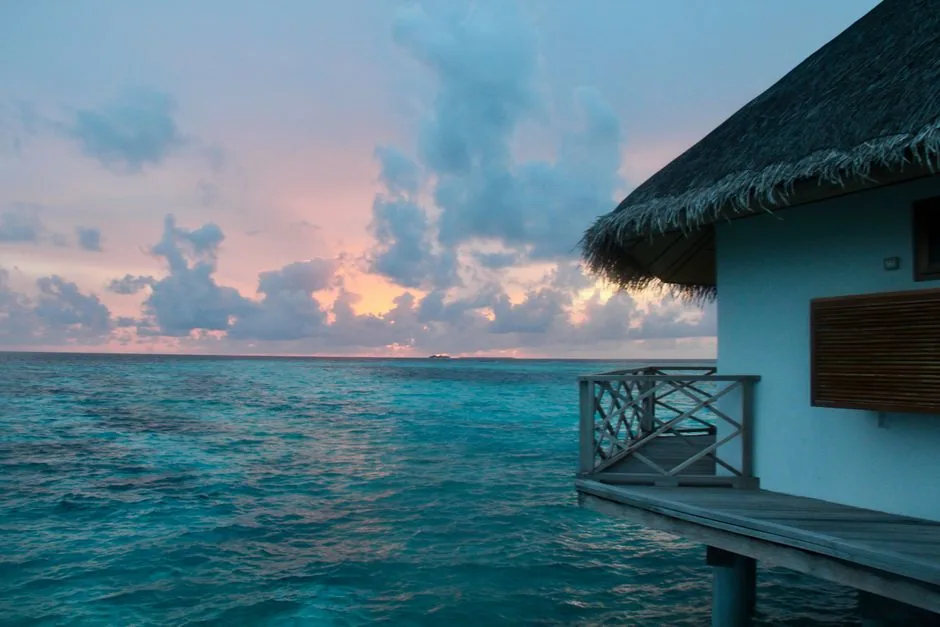 Caribbean beach resort with turquoise water and white sand